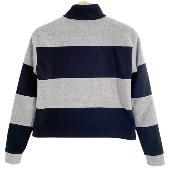 DIP Women’s Black & Gray Stripe 1/4 Zip Up Fleece Pullover, Size XS - Picture 3 of 10